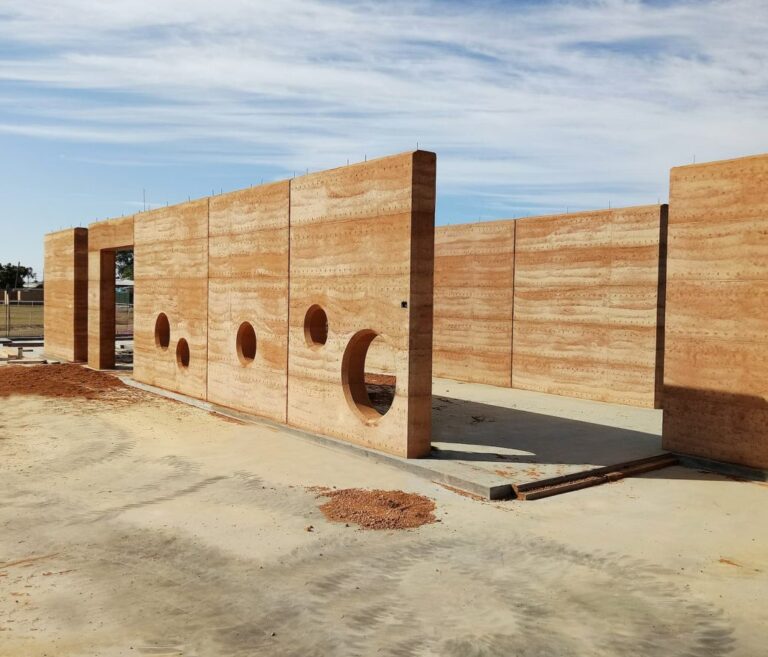 rammed earth construction , construction without bricks , no bricks were used in this construction