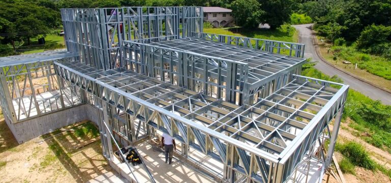 steel frame construction , construction without bricks , no bricks were used in this construction